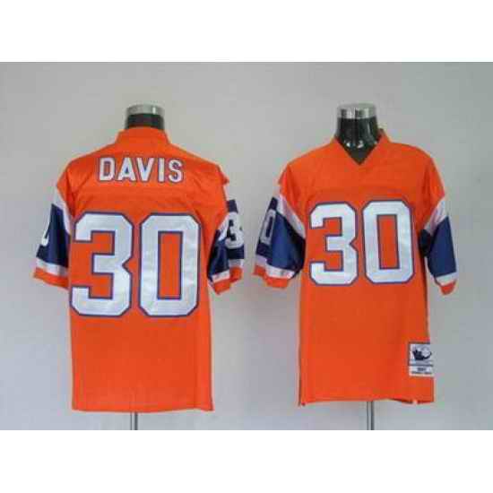 Denver Broncos 30 Terrell Davis Premier Orange Throwback Jerseys